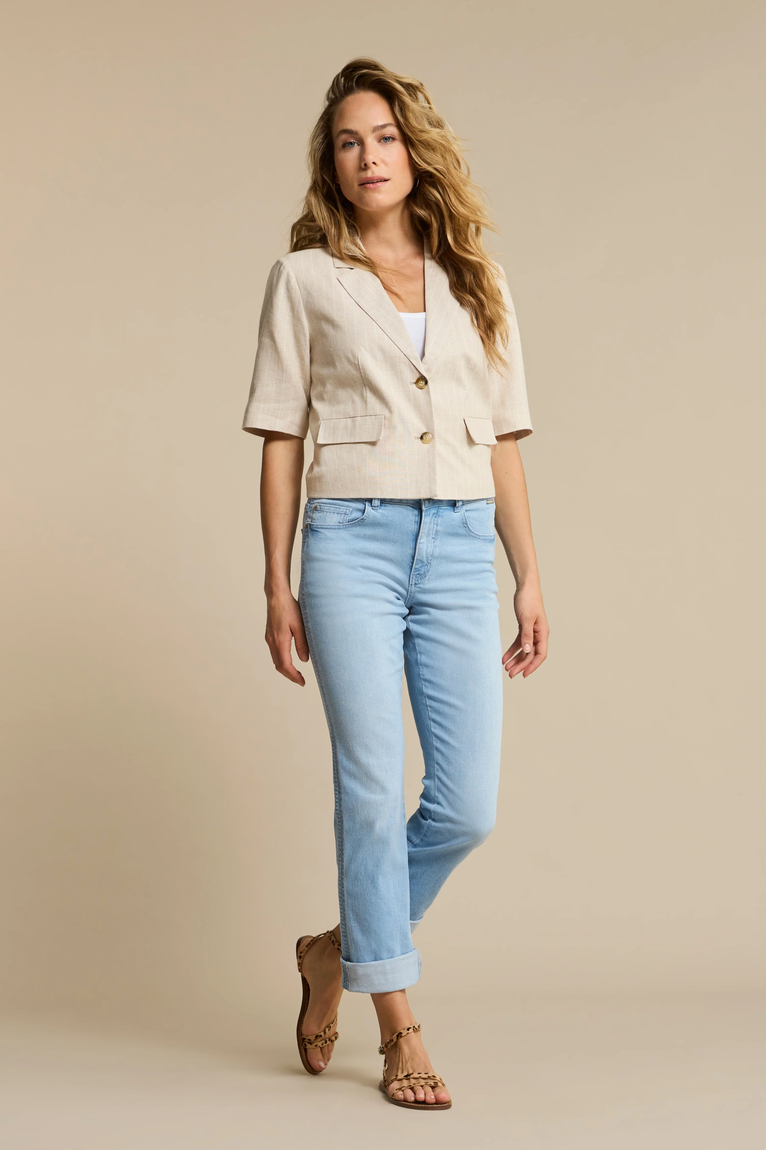 Blazer Linen Visco Pinstripe Pebble SRB4769 - Image 6