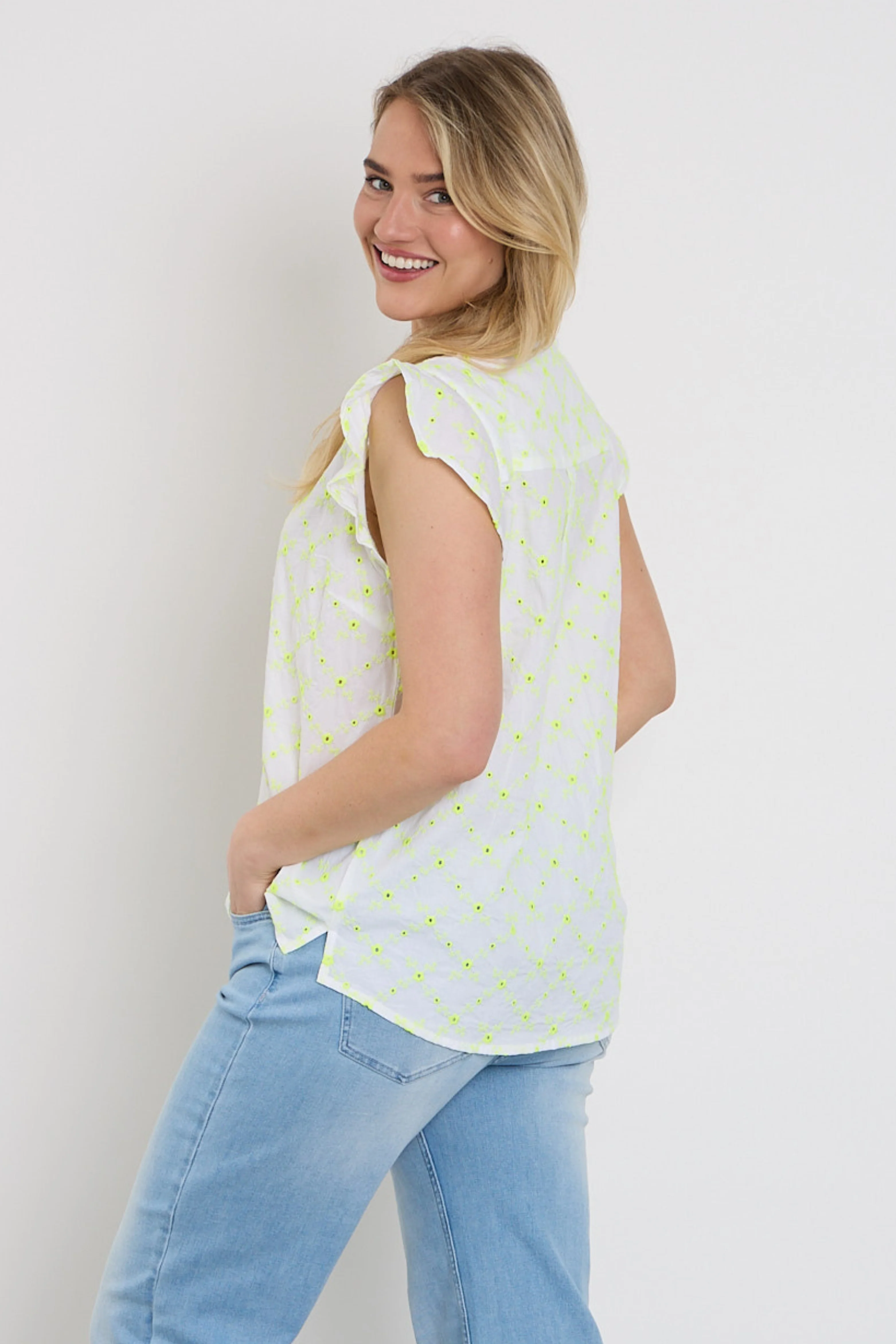 Blouse Fqalisa Brilliant White Sharp Green 208319 - Image 4