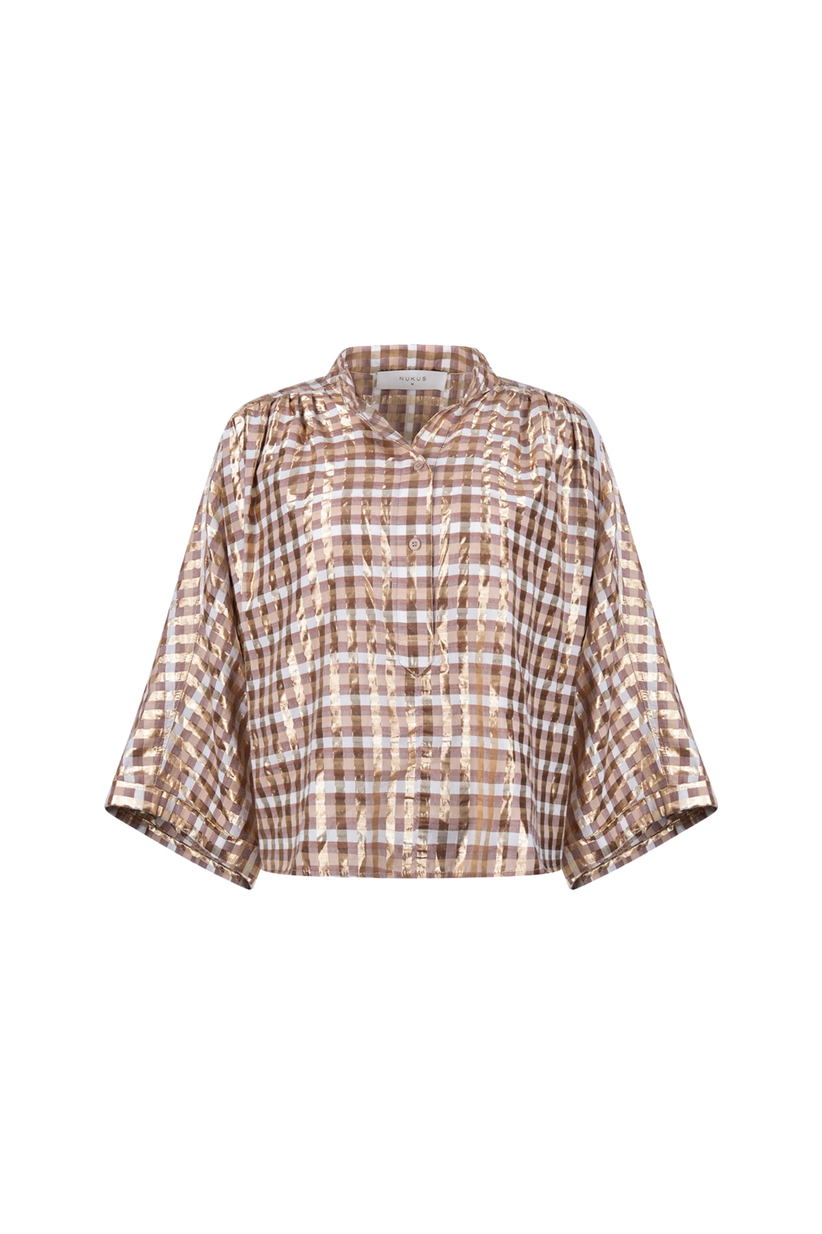 Blouse Maya Check Offwhite Toffee NKF02215 - Image 2