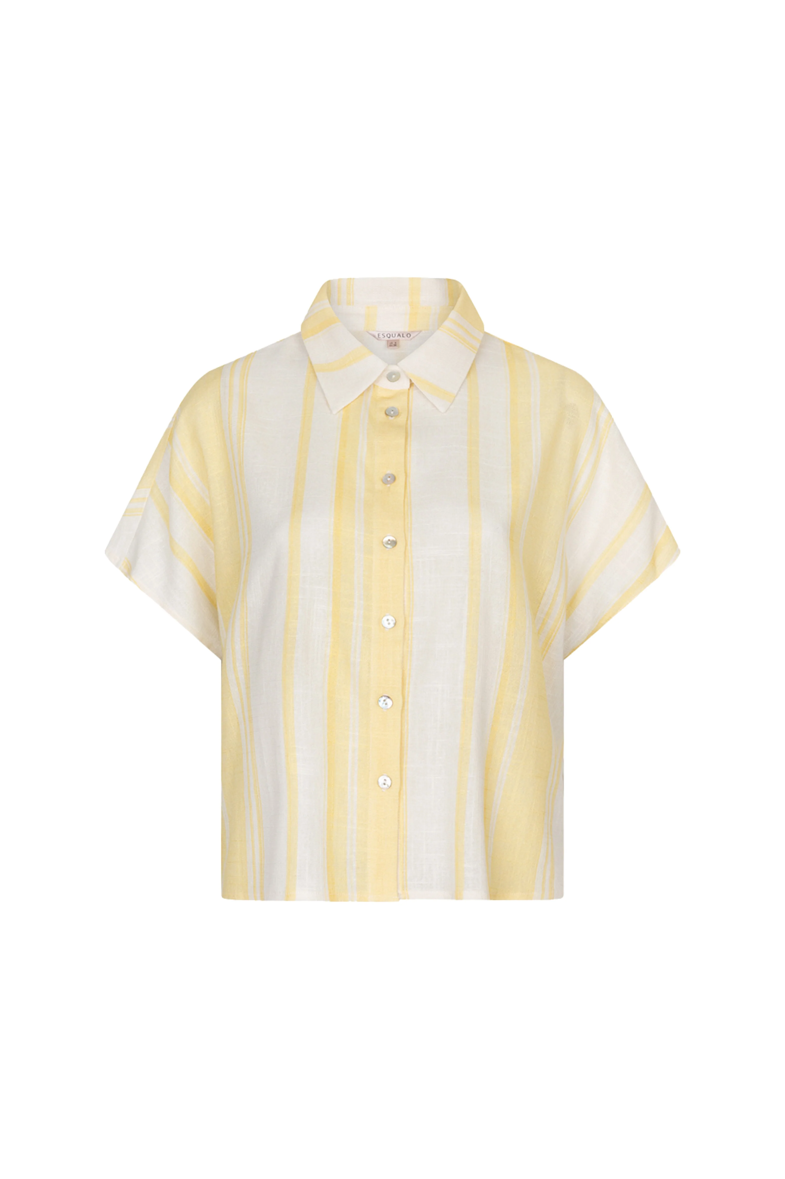 Blouse Short Striped Linen Offwhite Lemon HS26.28216 - Image 2