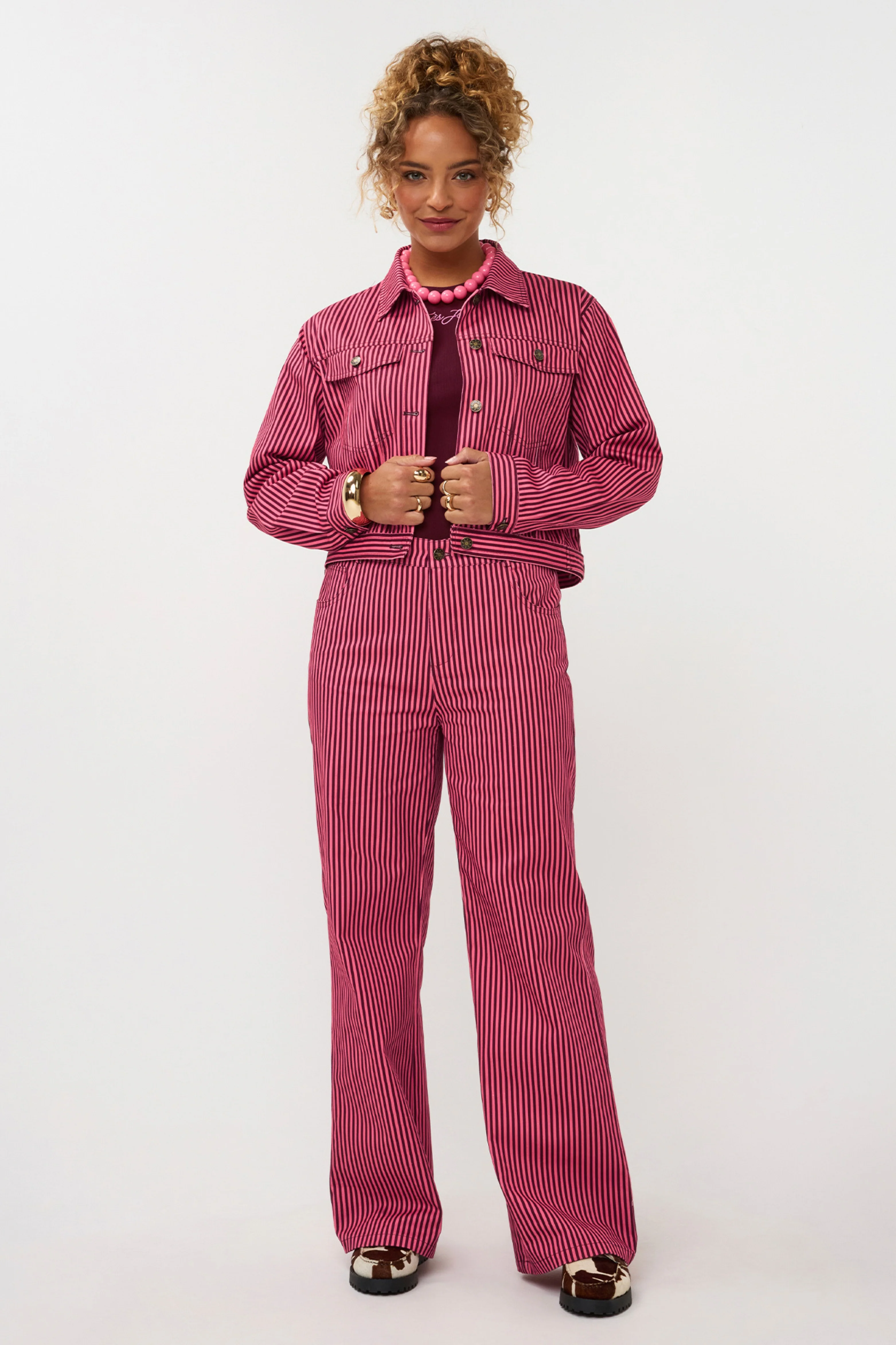 Broek Djamilla Coral Pink Burgundy - Image 3