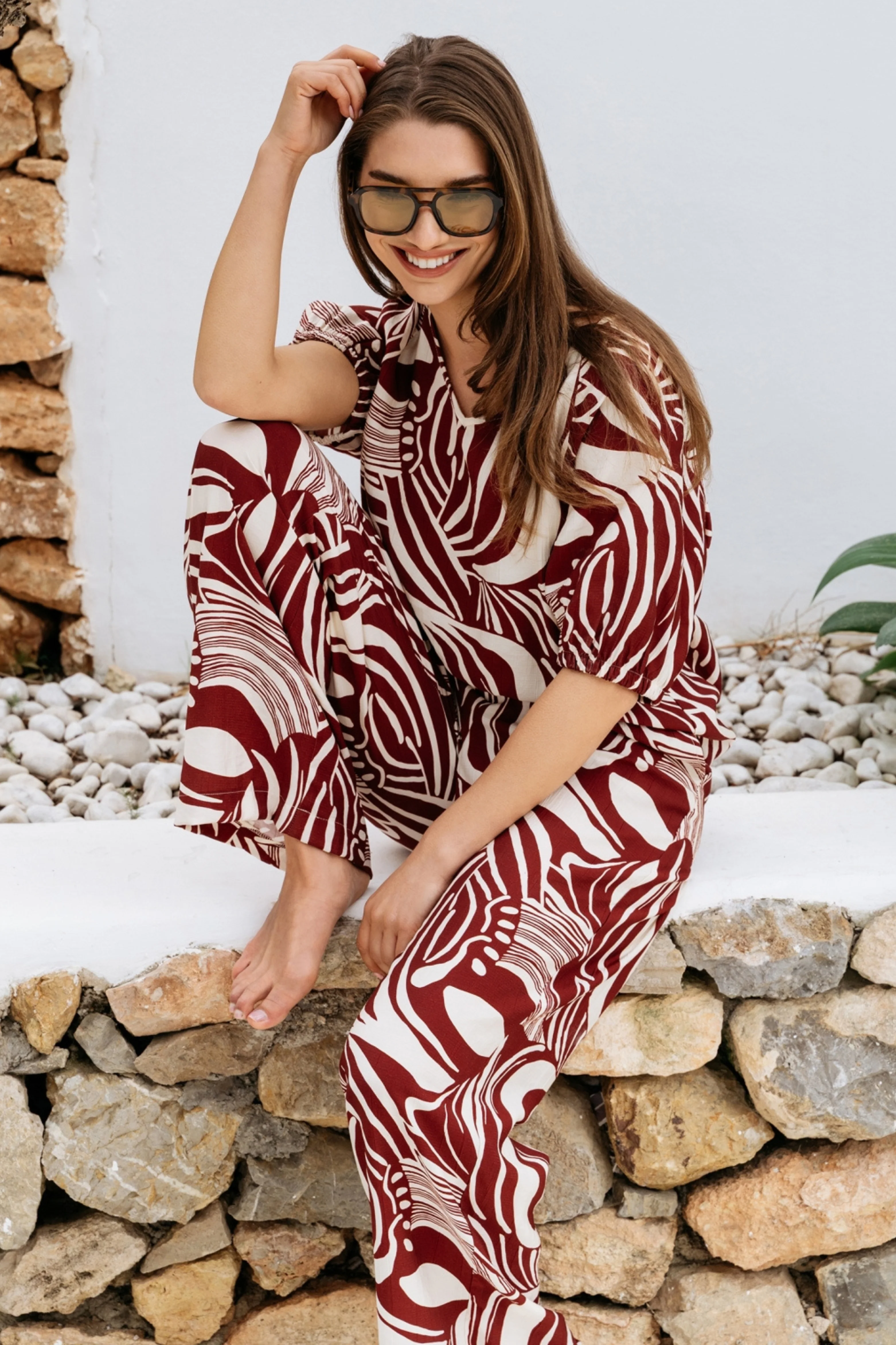 Broek Nessy Weave Claret Multi PA449 - Image 4