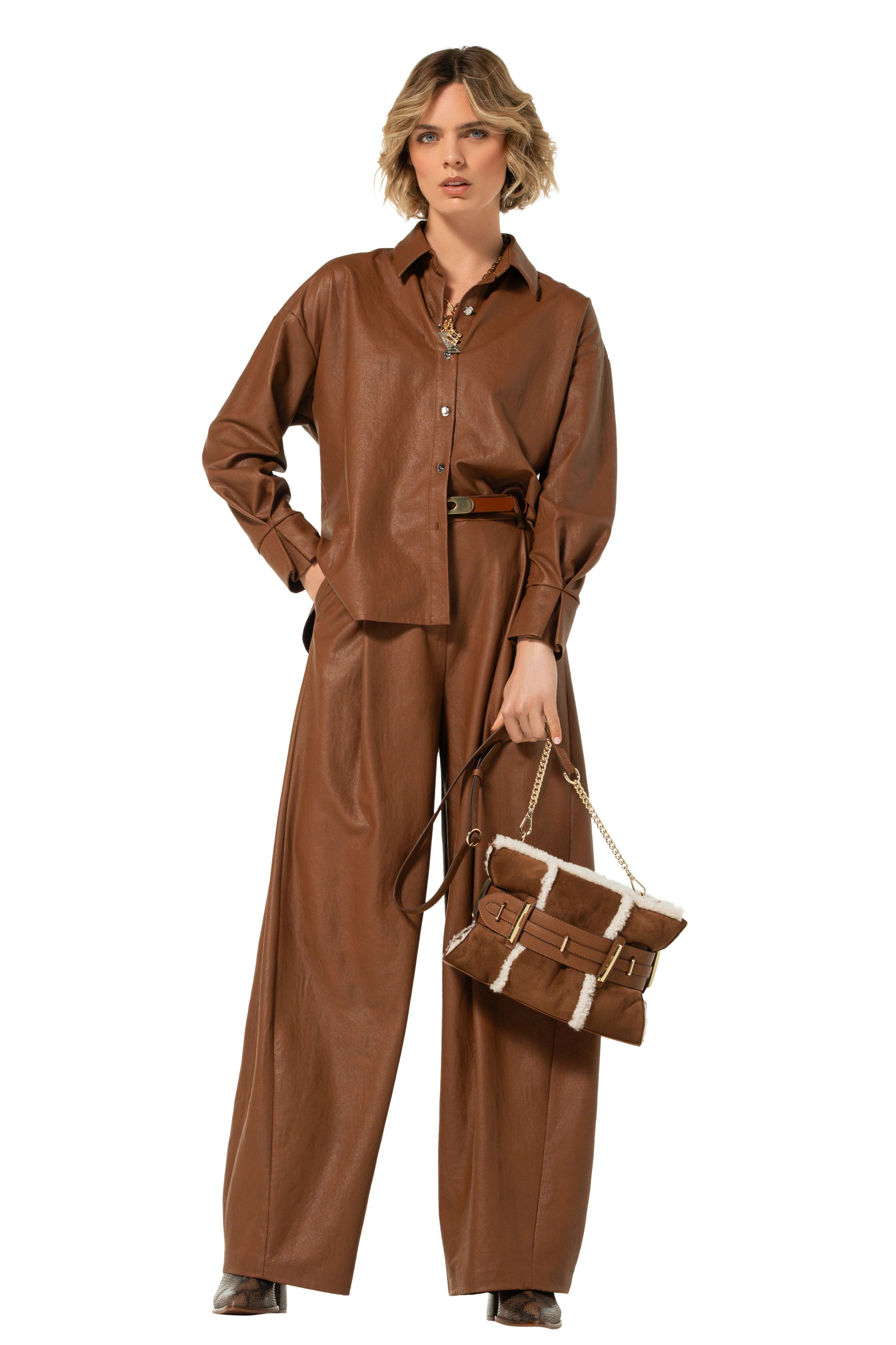 Broek Vegan Leather Caramello 4570-36 - Image 4