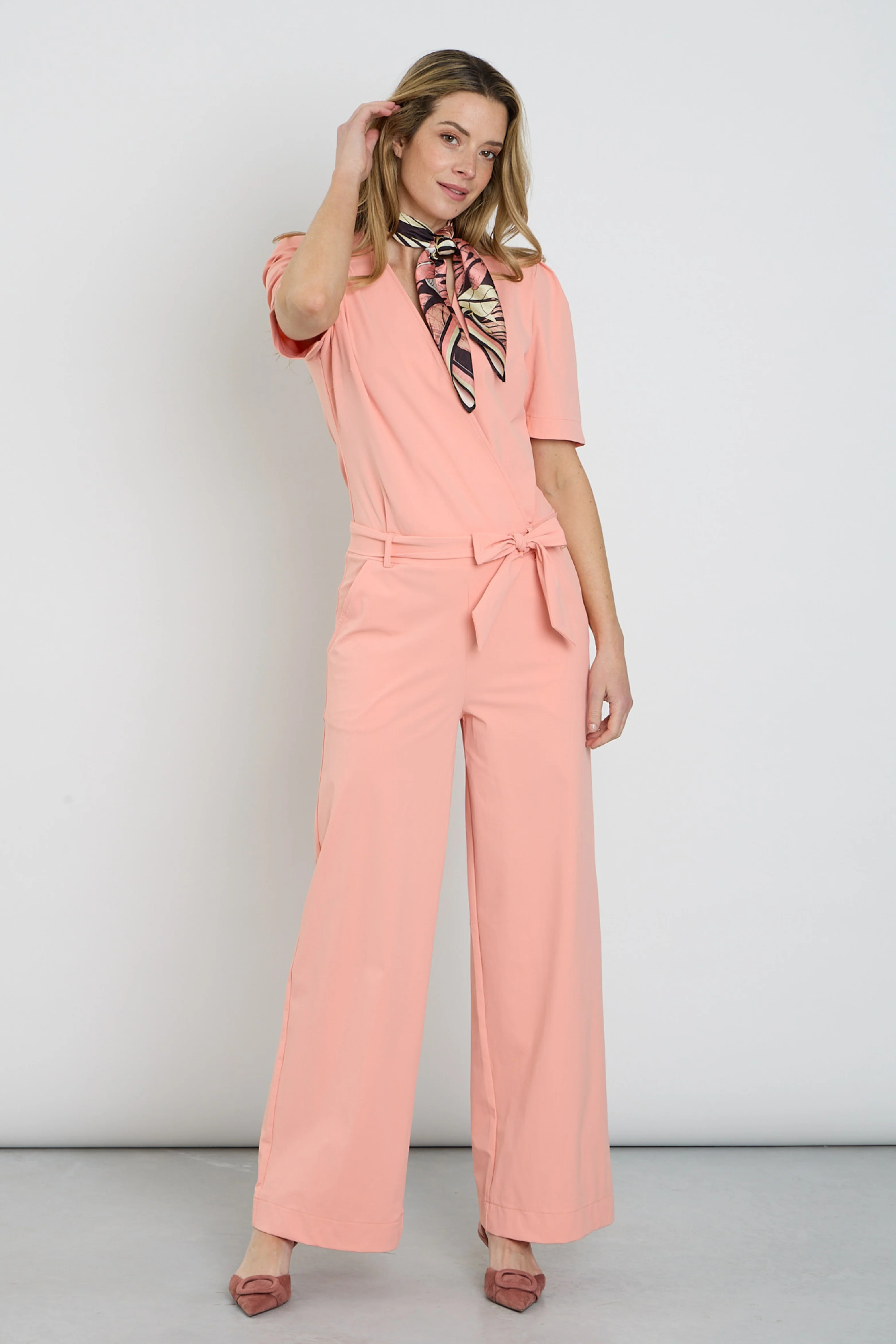Heavy Travel Jumpsuit Wrap Peach Amber 202839A