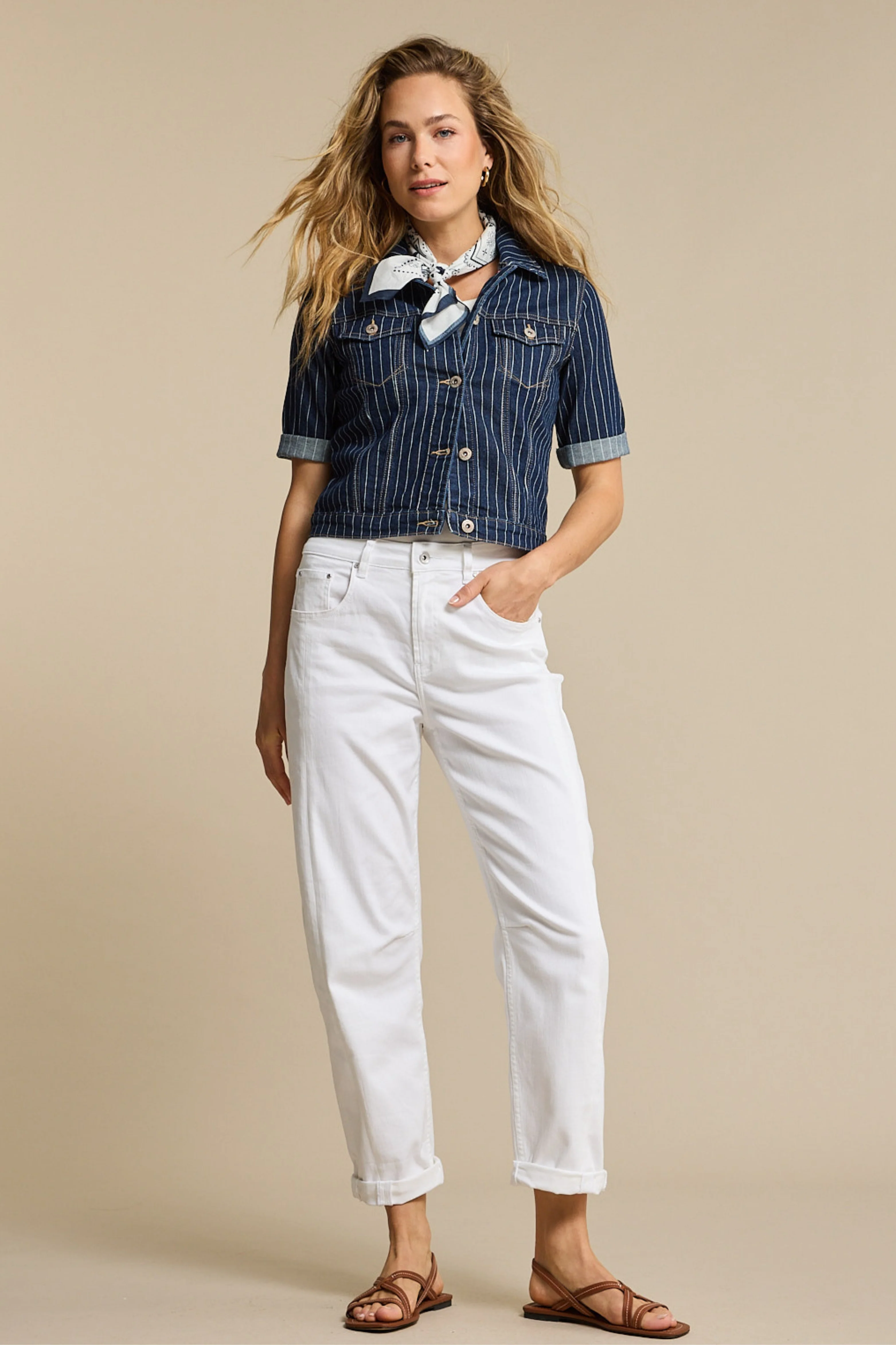 Jacket Jackie Short Sleeve Denim Stripe Rinse SRB4835 - Image 8