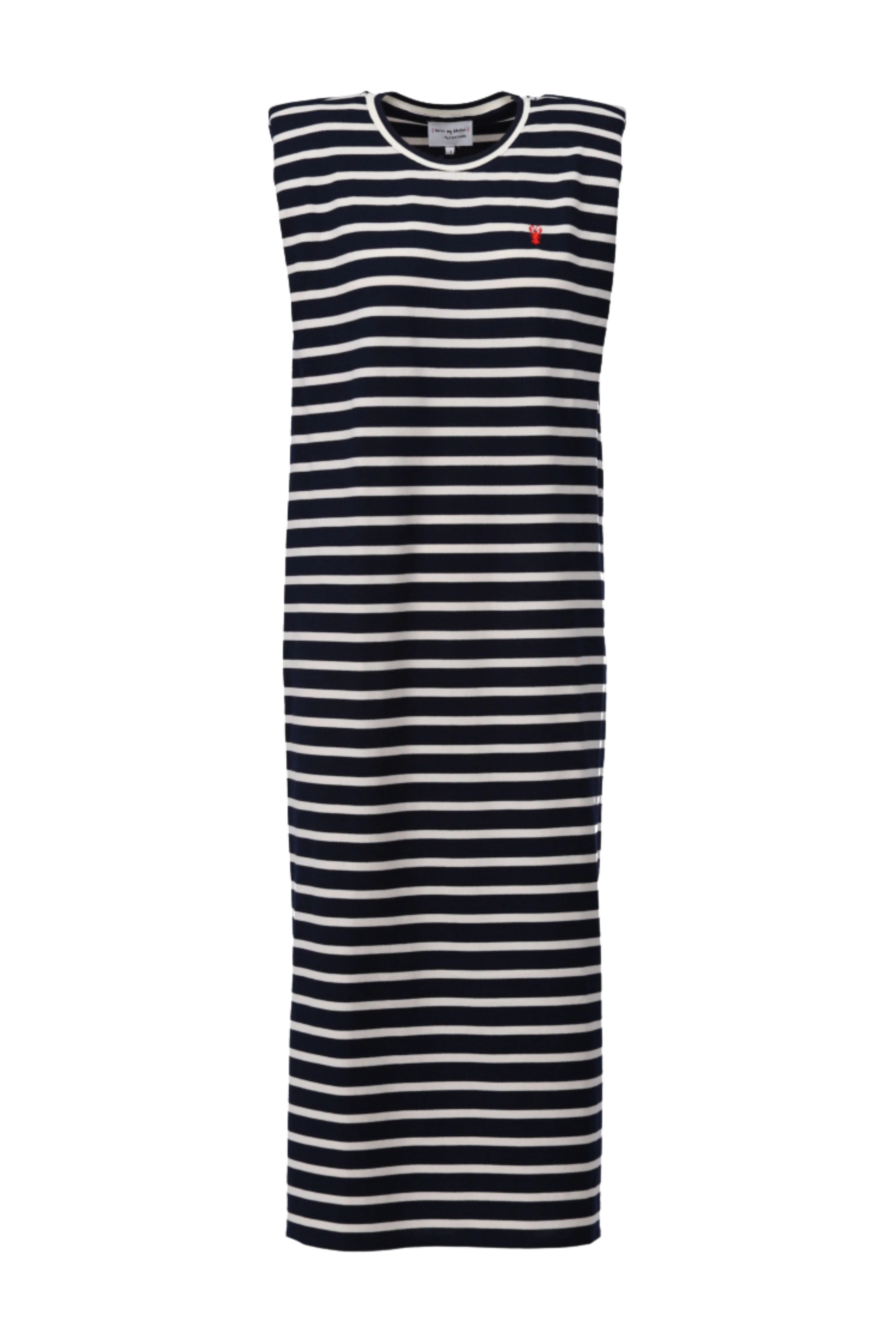 Jurk Midi Mouwloos Gestreept Navy C752L - Image 2