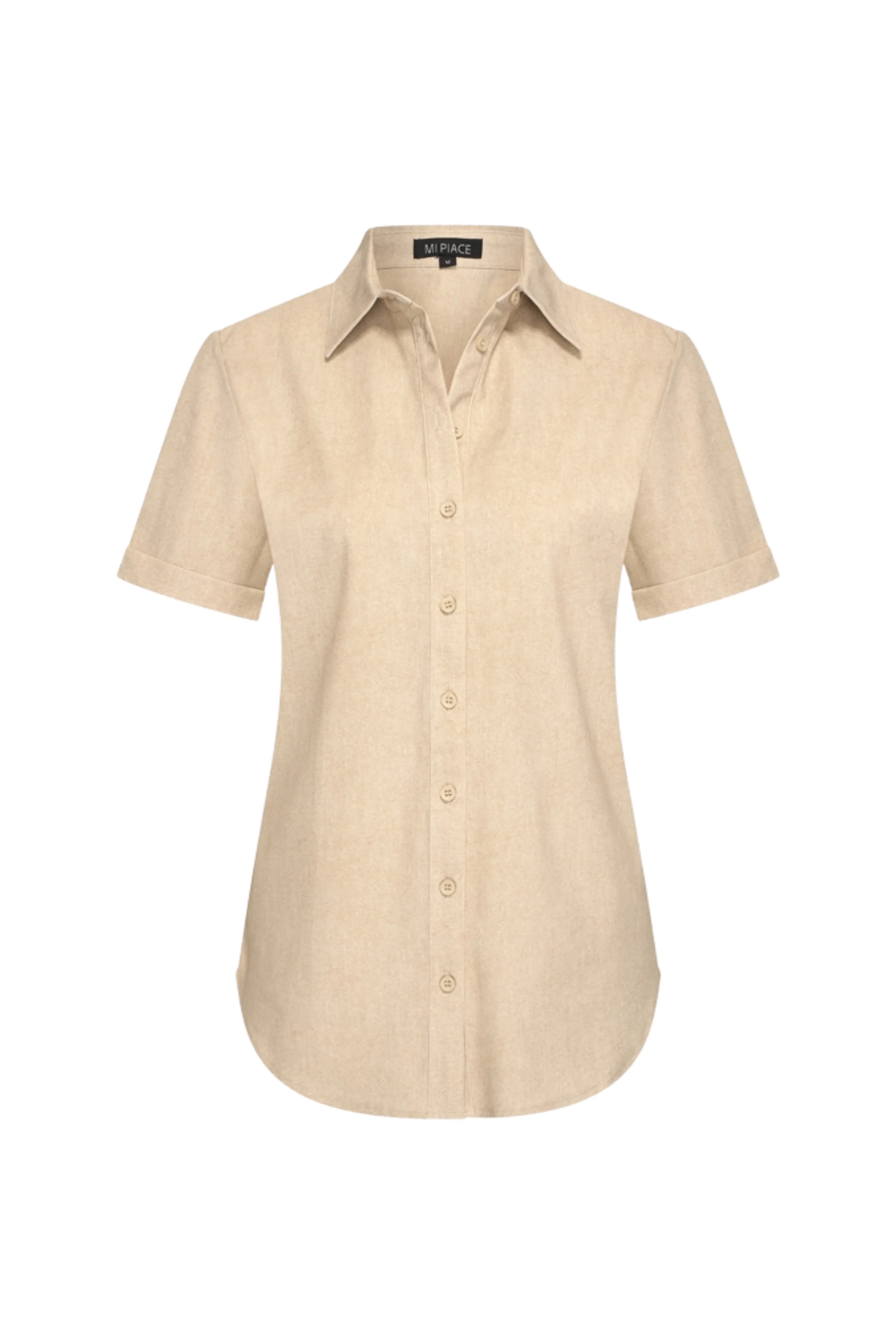 Travel Blouse Linnen Structure Print Latte 202031 - Image 2