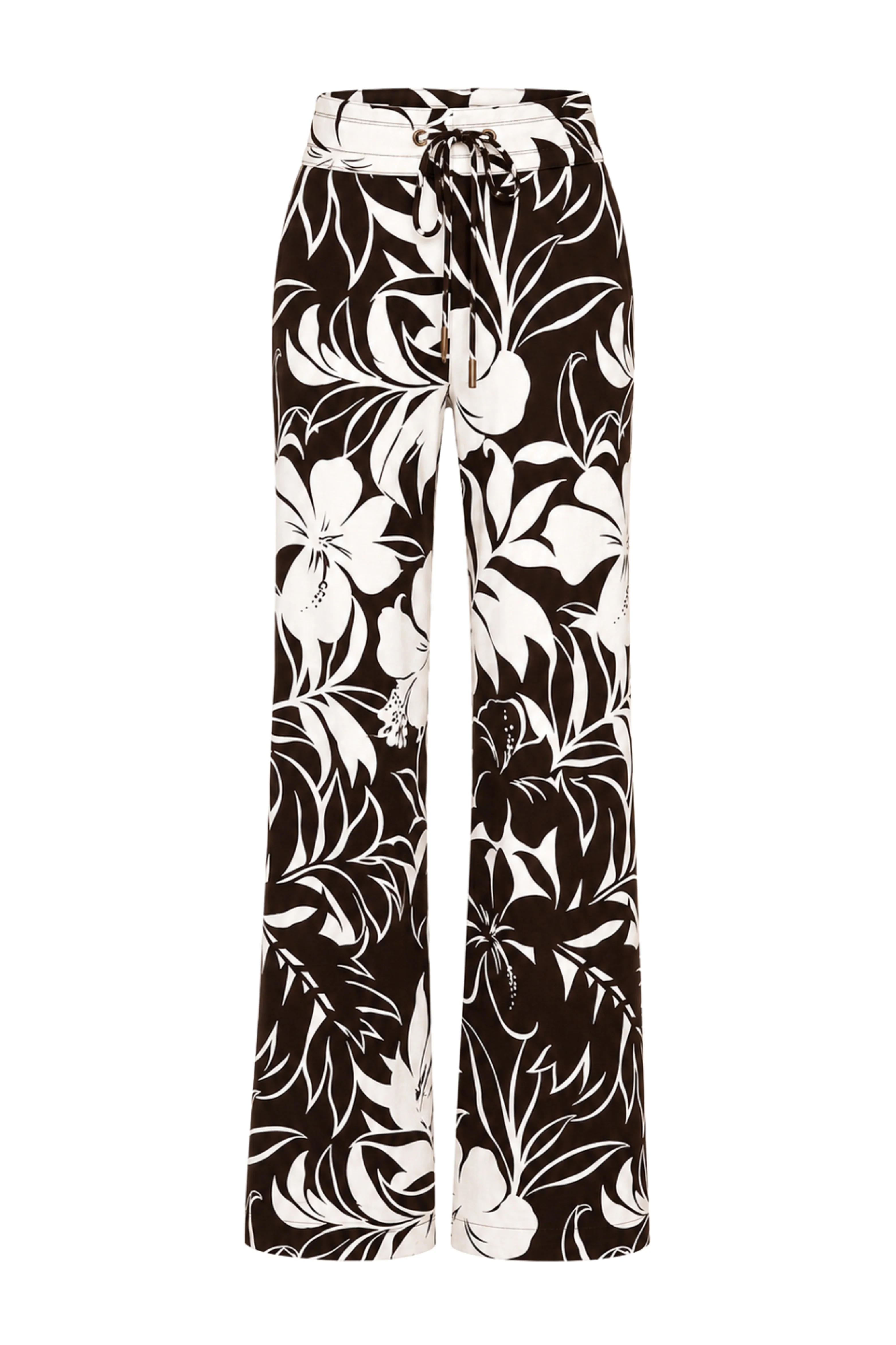 Travel Broek Tropical Hibiscus Print Espresso 202433 - Image 3