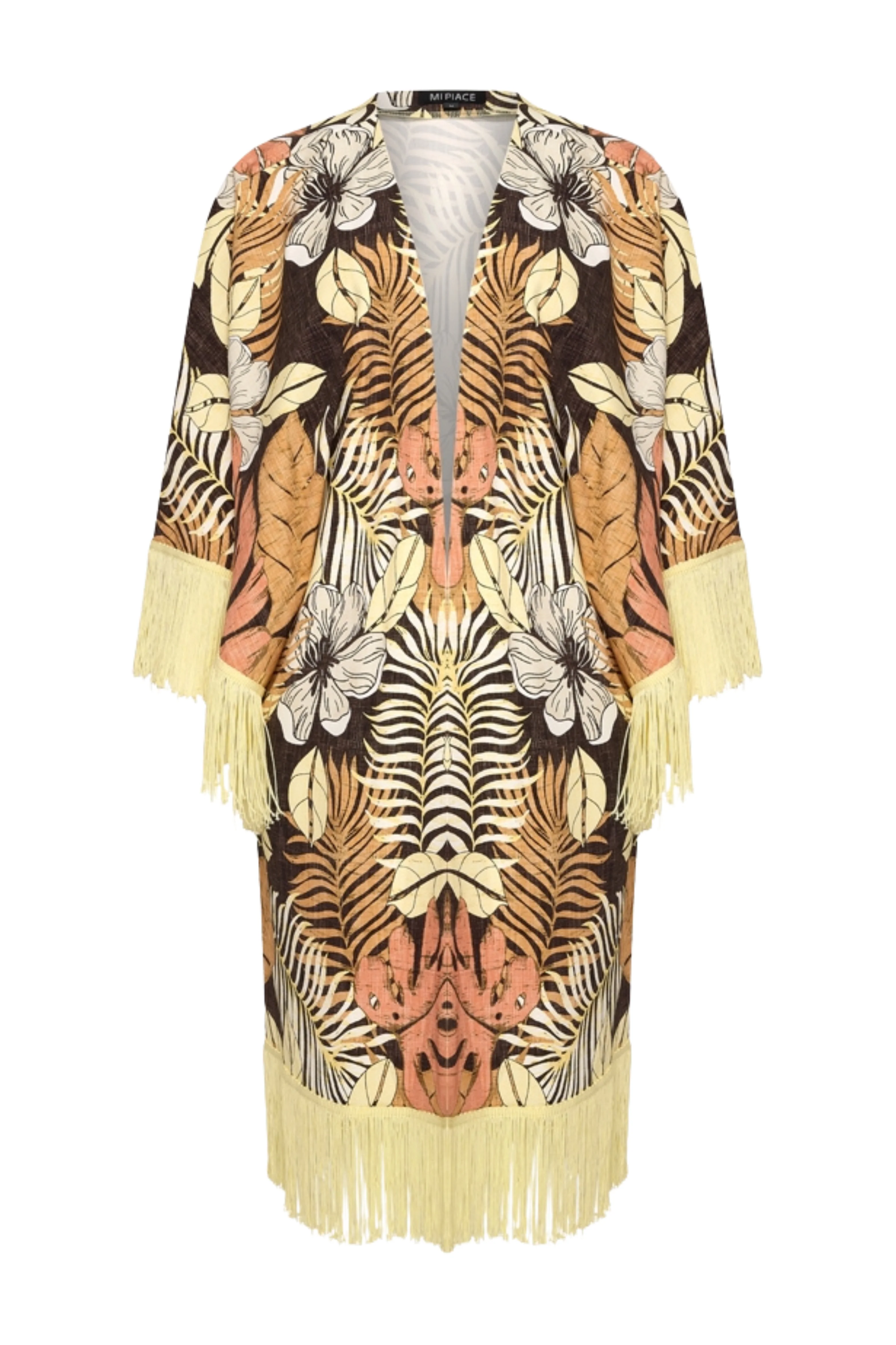 Travel Kimono Botanical Print Espresso 202809