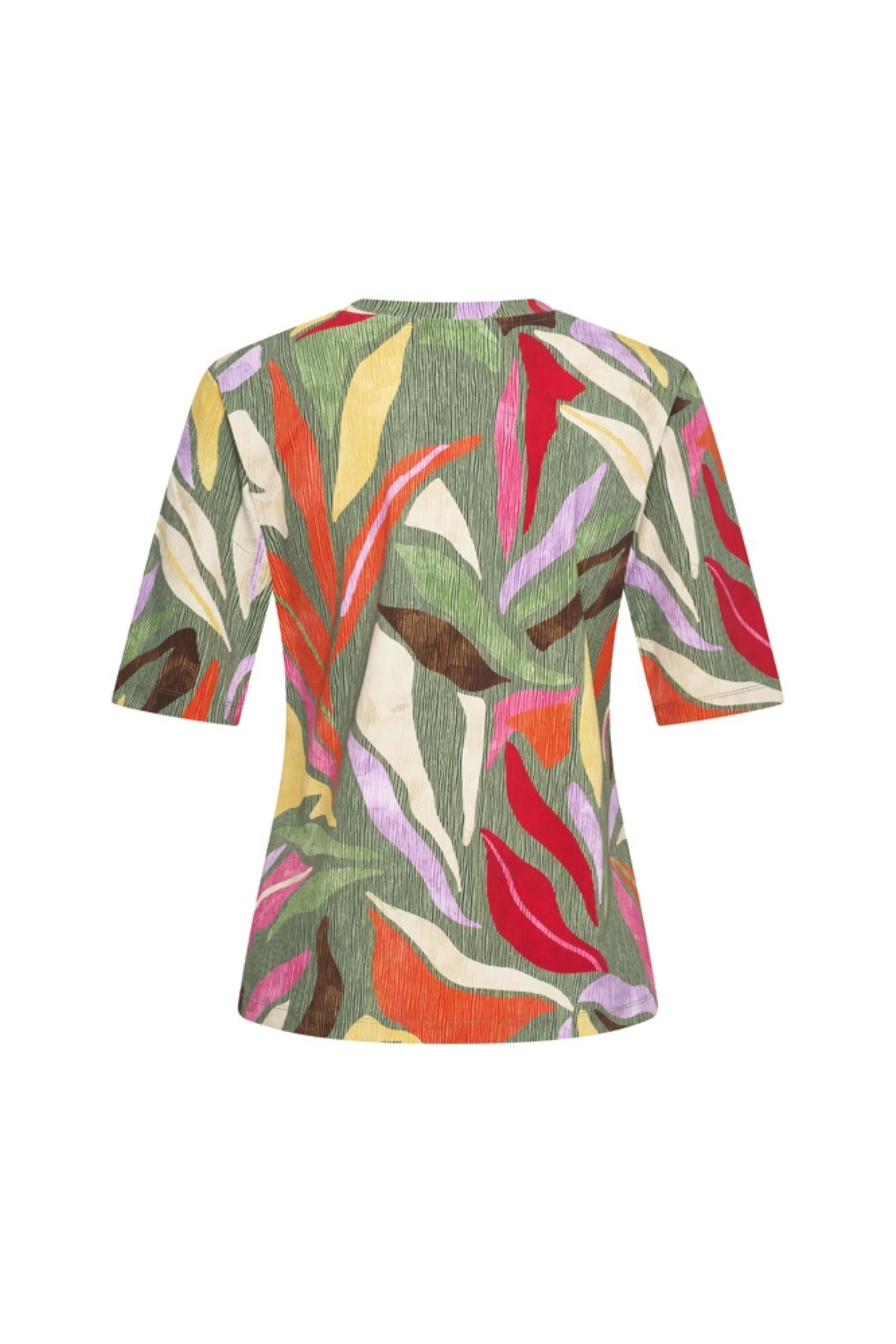 Travel Top Summer Leaf Dance Print Olive 202271 - Image 4